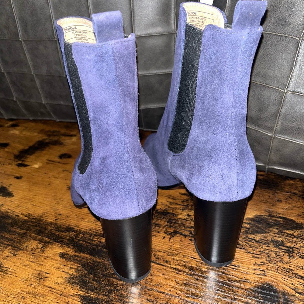 Antonio De Faria Débora Leather Blue Suede Ankle Boots Bootied sz 38 - Picture 5 of 5